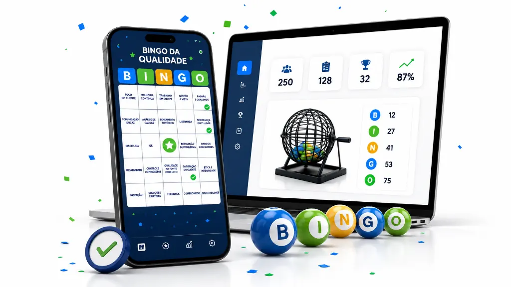 Bingo digital exibido no celular e na televisão